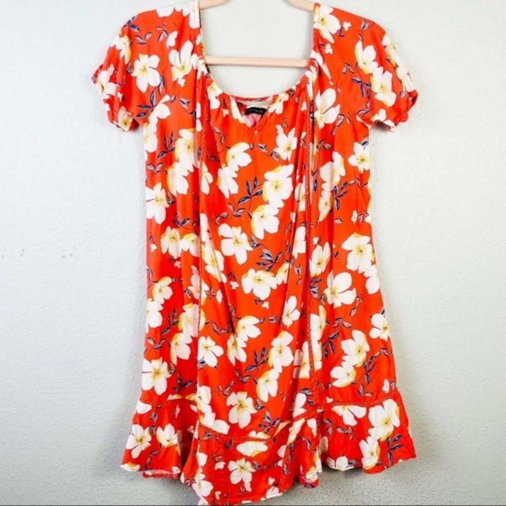 COTTON ON Orange Floral Dress Size Large‎